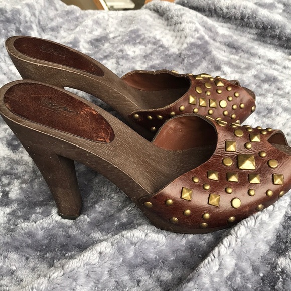Mossimo Supply Co. Shoes - Mossimo: Brown studded open toe heels